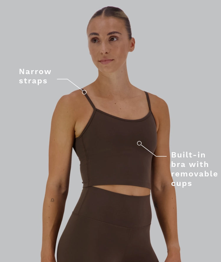Supersoft bra top, Model 176 cm / size S#color_coffee-bean