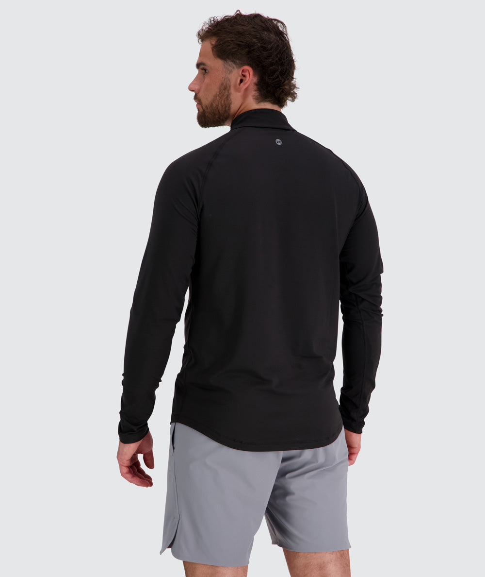 Men's light and sporty half-zip, Model 179 cm / size L#color_black