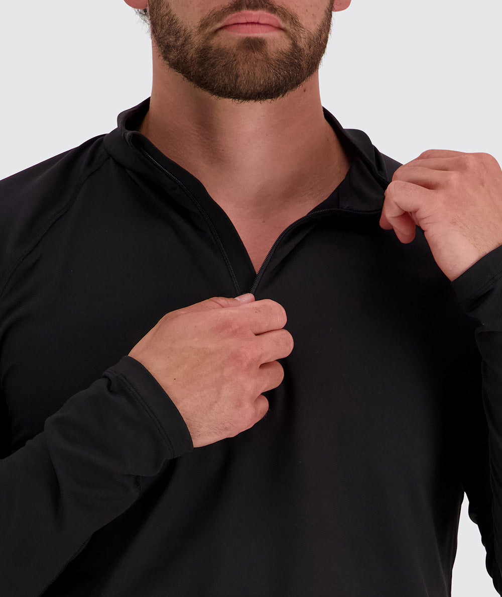 Men's light and sporty half-zip, Model 179 cm / size L#color_black