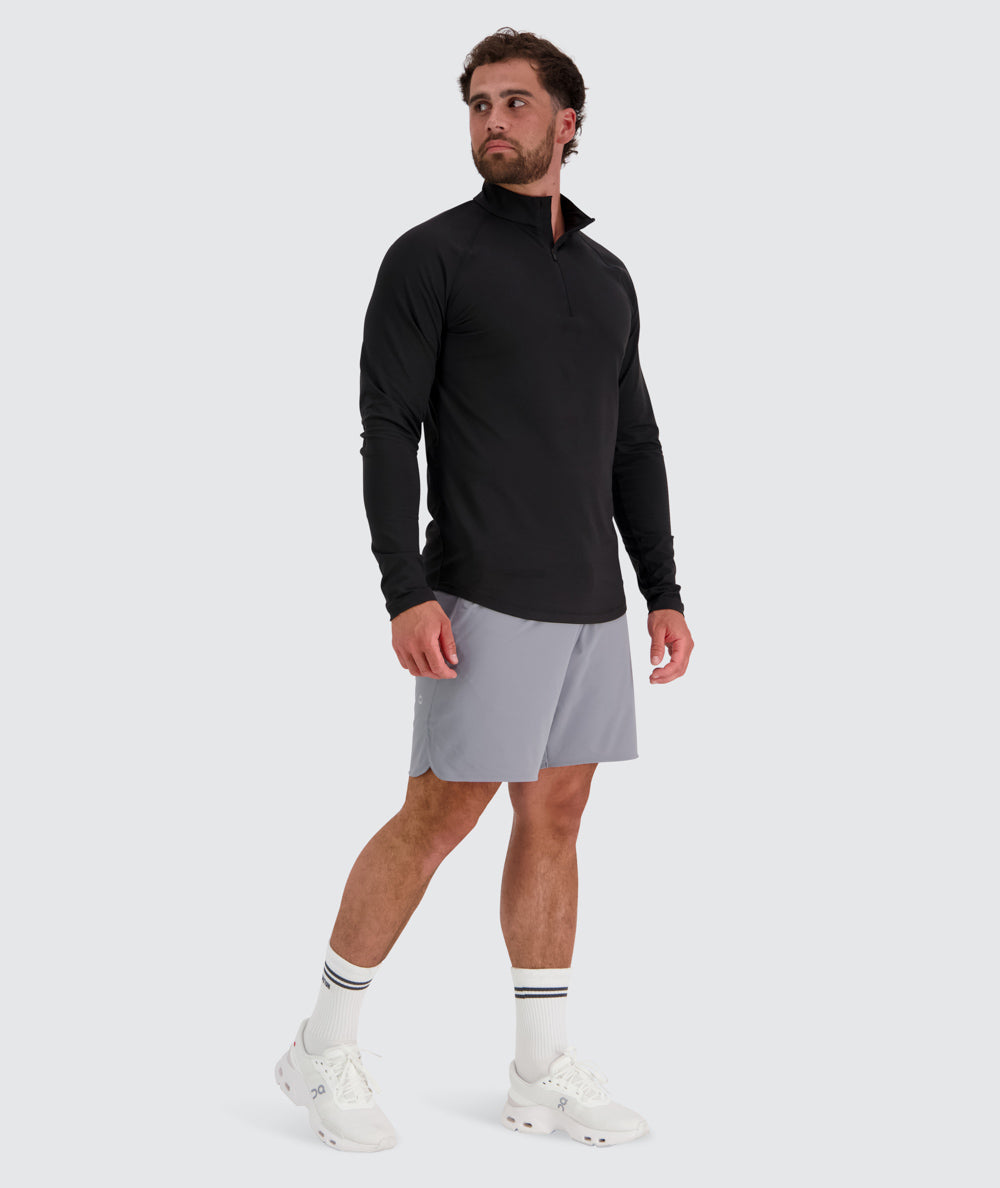 Men's light and sporty half-zip, Model 179 cm / size L#color_black
