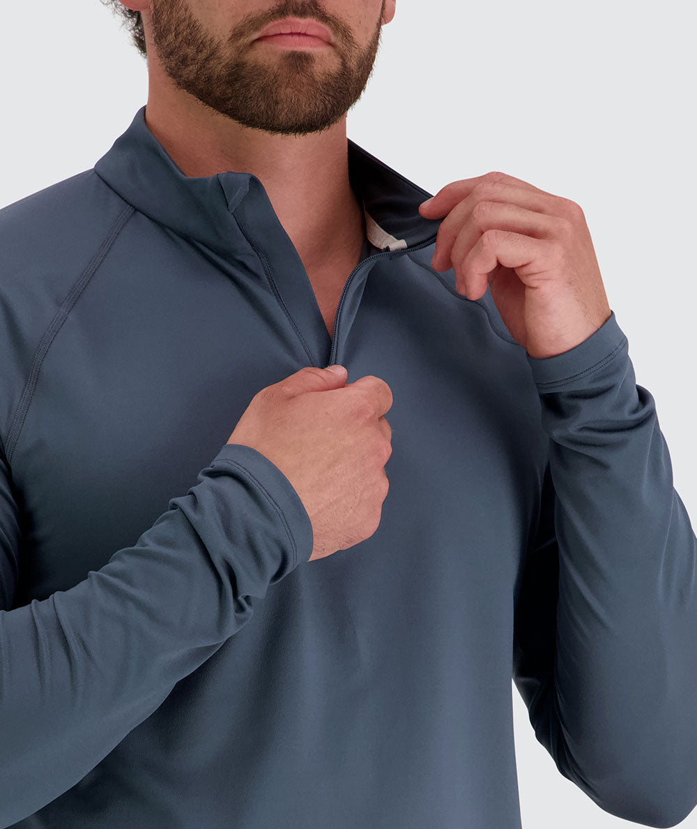 Men's light and sporty half-zip, Model 179 cm / size L#color_dusty-navy