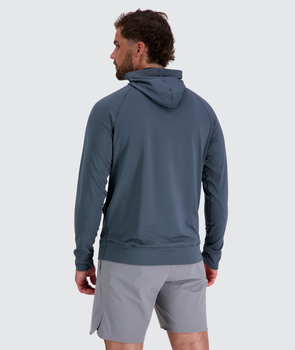 Men's light and sporty hoodie, Model 179 cm / size L#color_dusty-navy