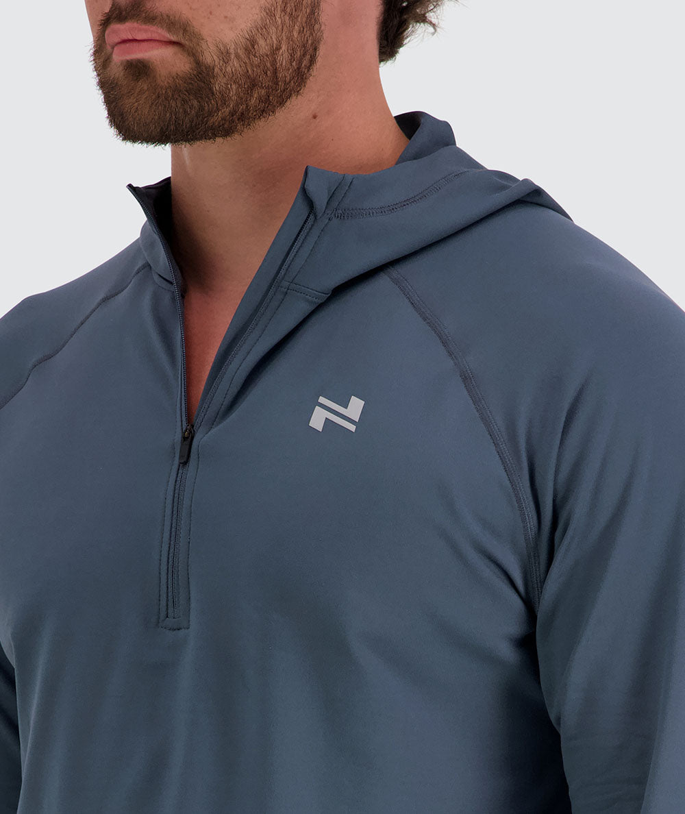 Men's light and sporty hoodie, Model 179 cm / size L#color_dusty-navy