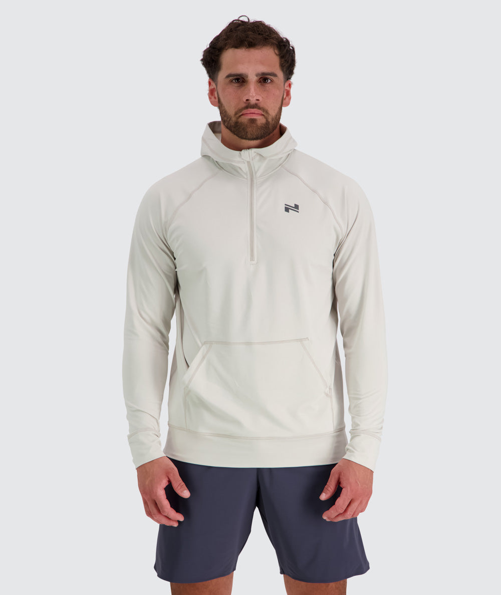 Men's hoodie for training, Model 179 cm / size L#color_fog