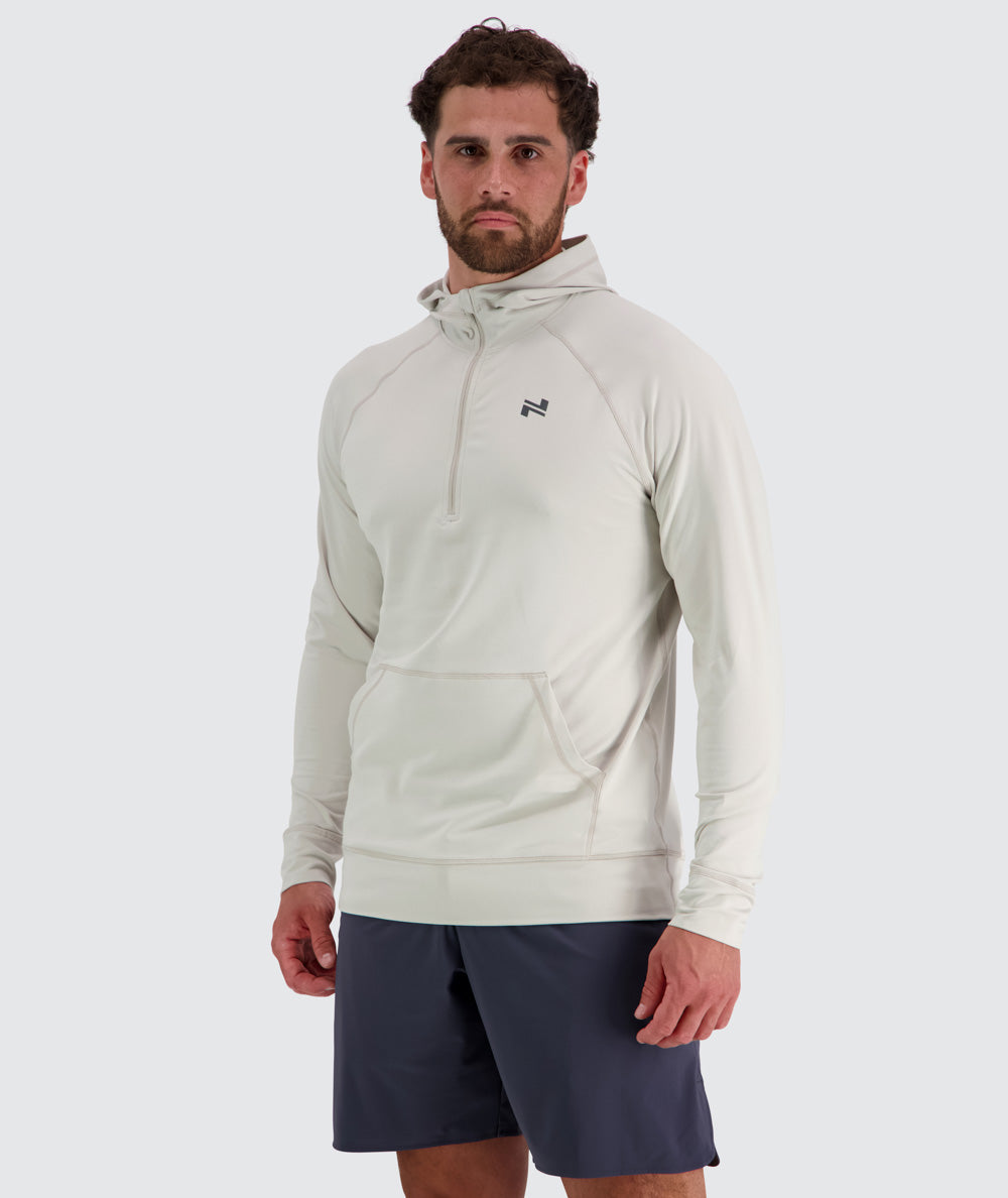 Men's hoodie for training, Model 179 cm / size L#color_fog