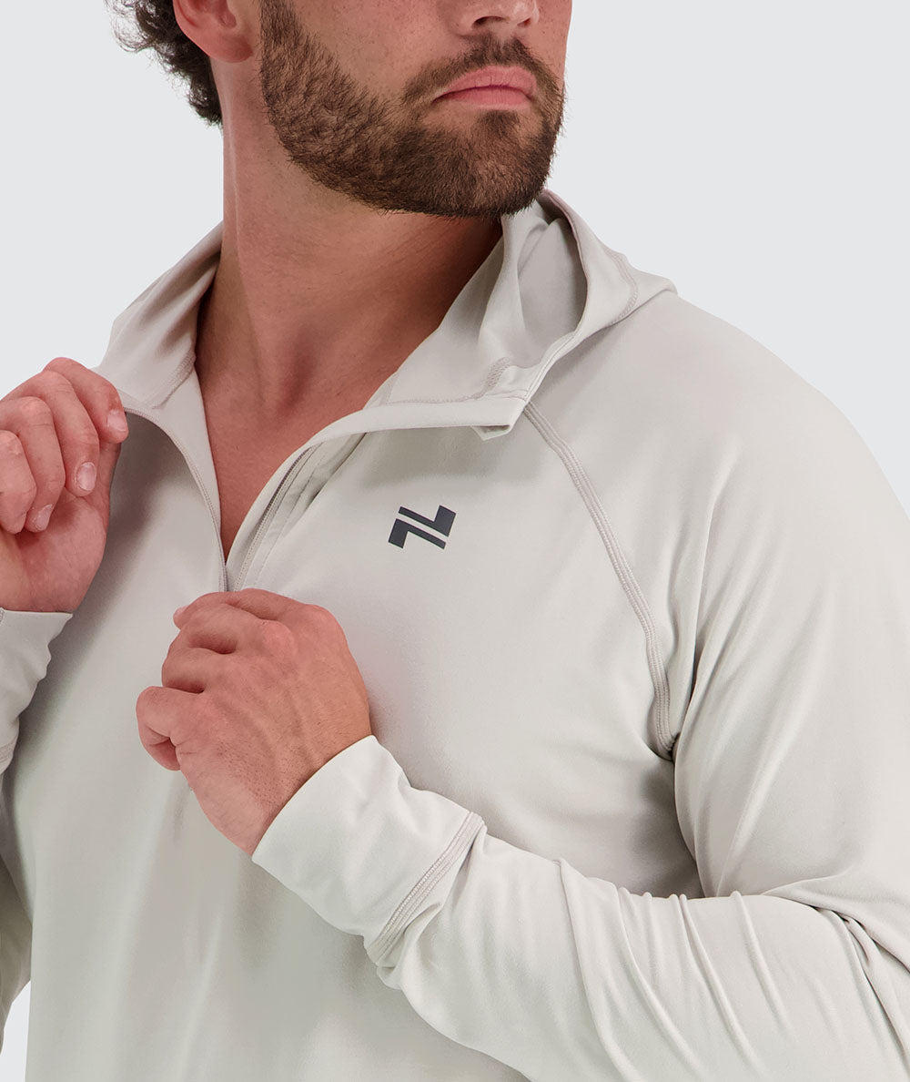 Men's hoodie for training, Model 179 cm / size L#color_fog