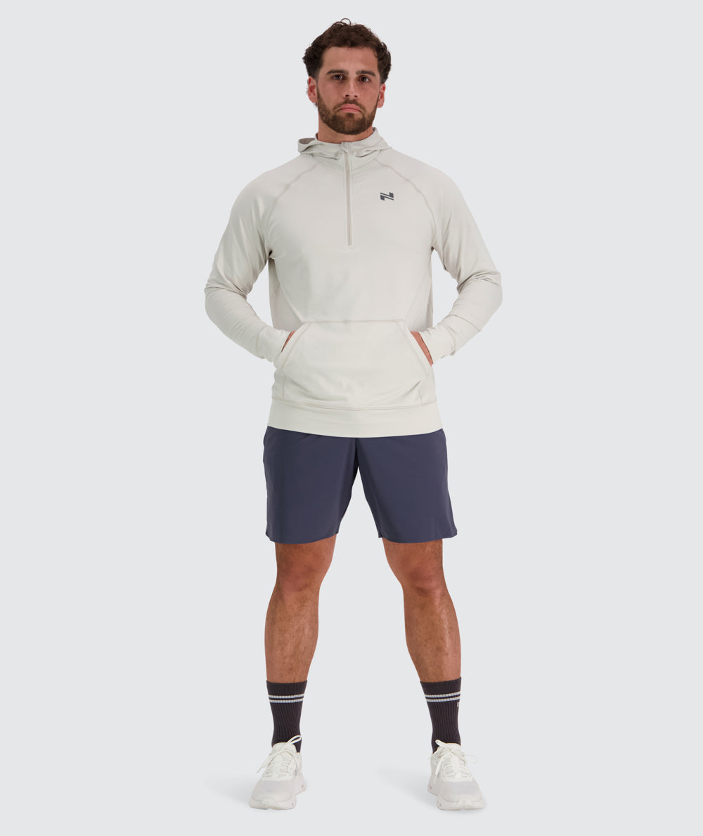 Men's hoodie for training, Model 179 cm / size L#color_fog