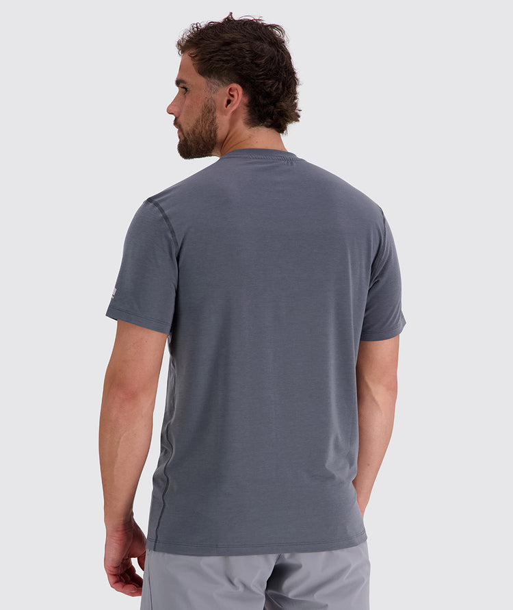 Best men's training t-shirt for crossfit, Model 179 cm / size L#color_steel-grey