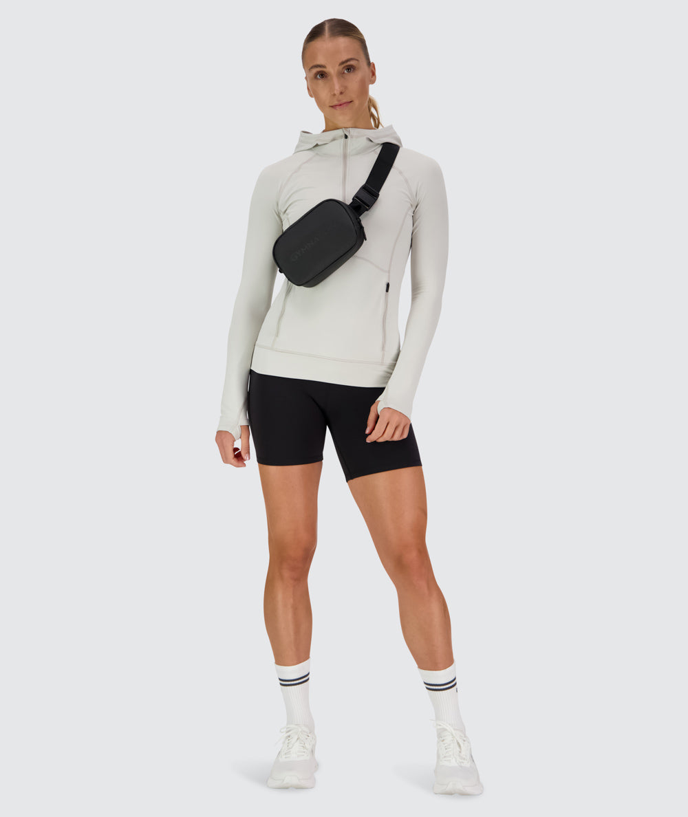 Women's super comfy hoodie for training, Model 176 cm / size S#color_fog